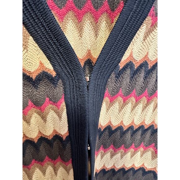 Vintage EXCLUSIVELY MISOOK Brown Neutral Chevron Y2K Long Cardigan Extra Small - Picture 9 of 16